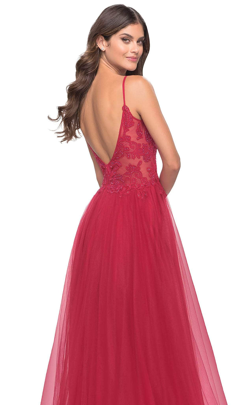 La Femme 31507 Lace High Slit Prom Dress