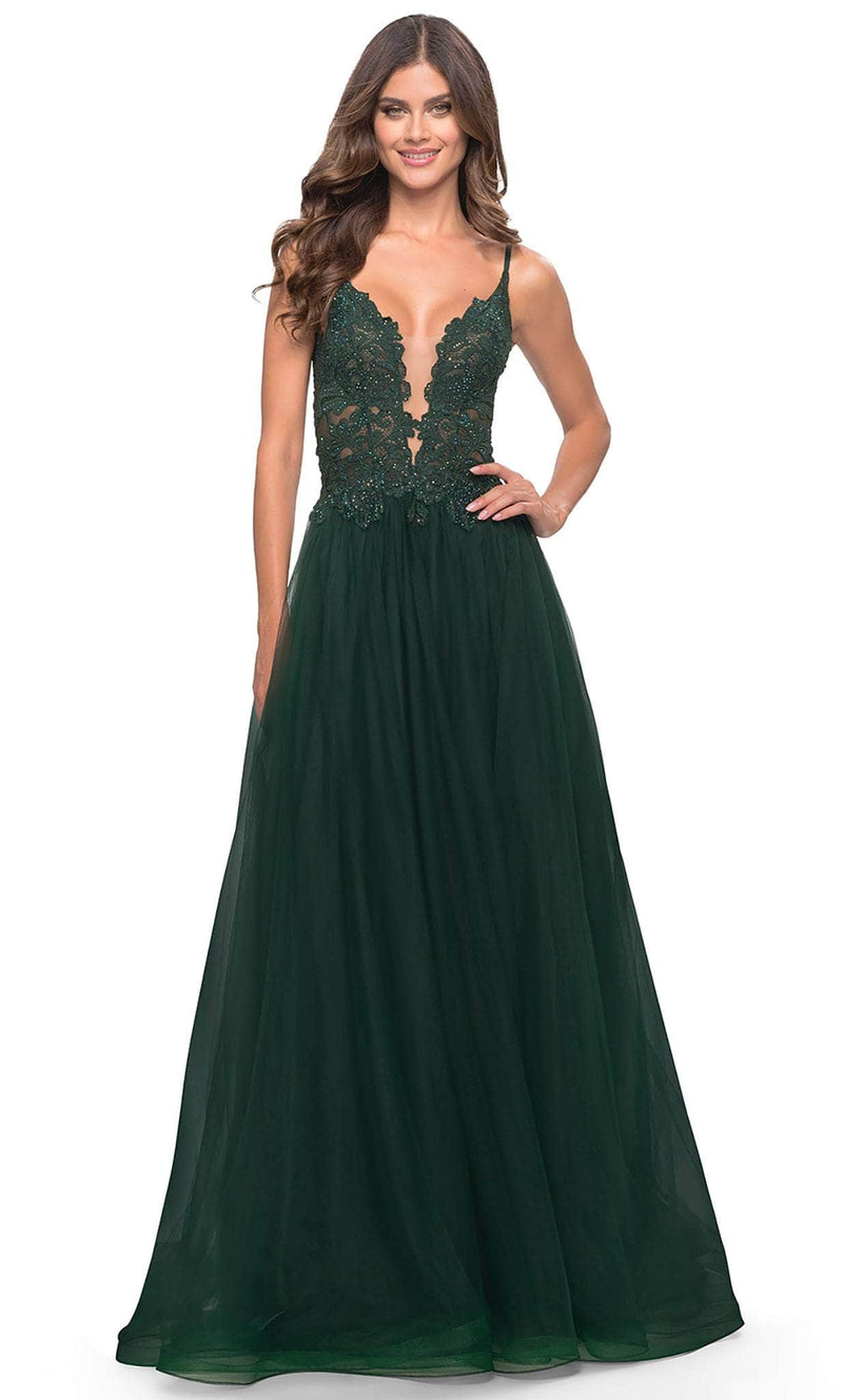 La Femme 31507 Lace High Slit Prom Dress