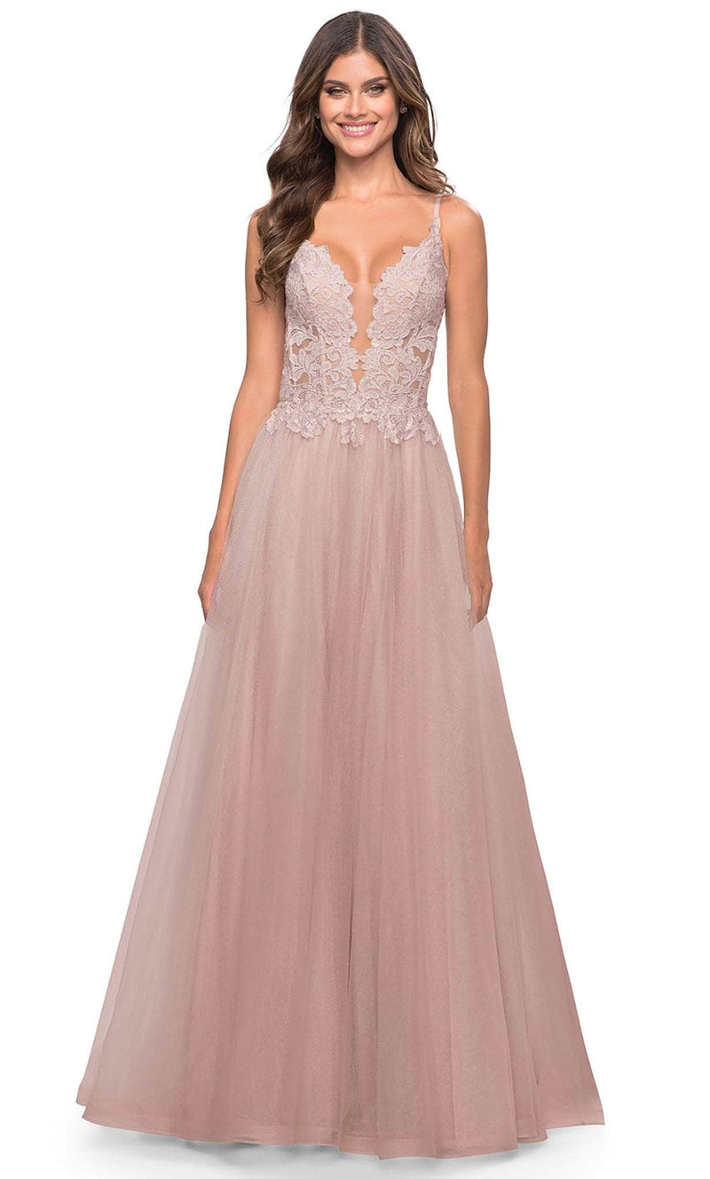 La Femme 31507 Lace High Slit Prom Dress