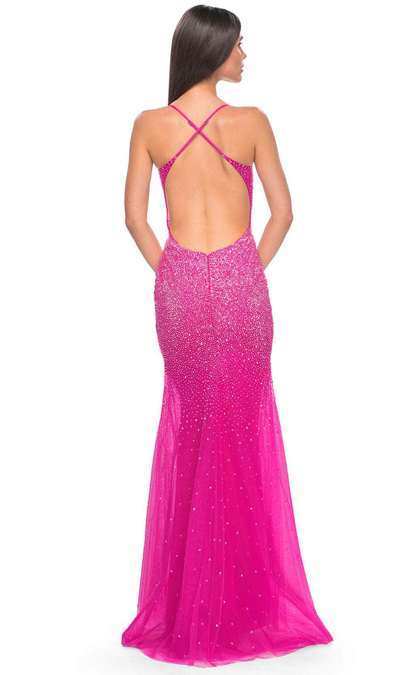 La Femme 32007 V-Neck Rhinestone Embellished Prom Dress