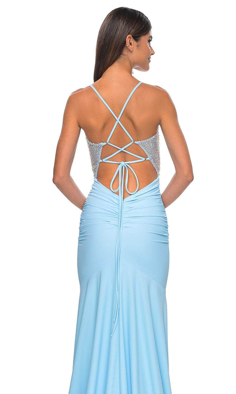La Femme 32079 Beaded Illusion Corset Prom Dress