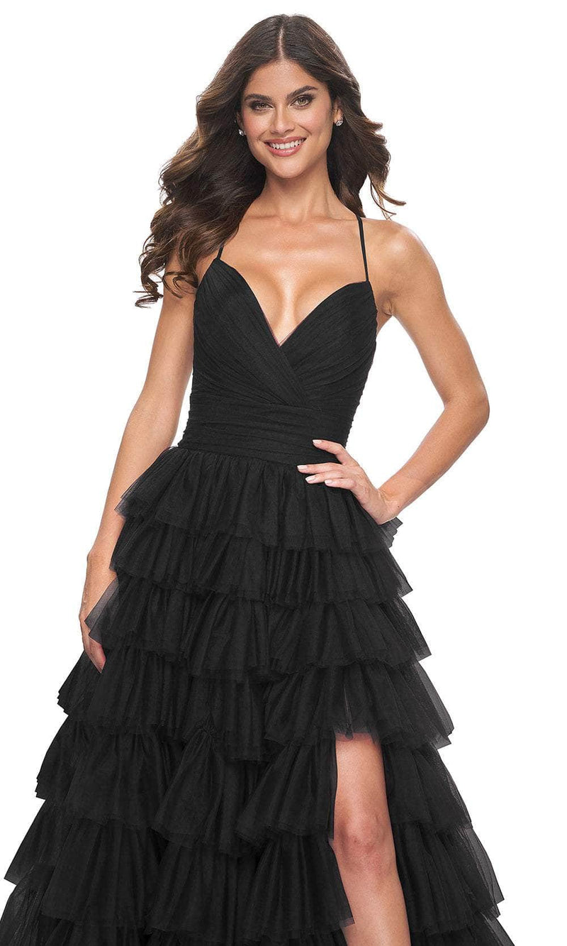 La Femme 32086 Surplice V-Neck Ruffled Prom Dress
