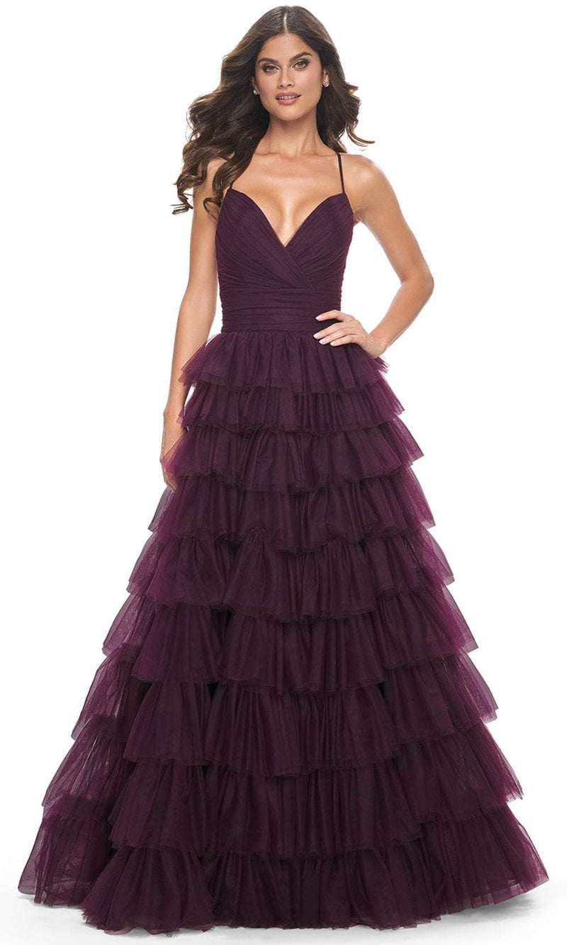 La Femme 32086 Surplice V-Neck Ruffled Prom Dress