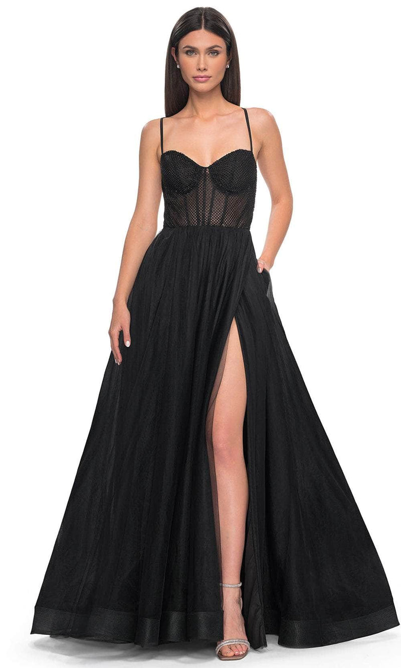 La Femme 32135 Fishnet Bodice Prom Dress