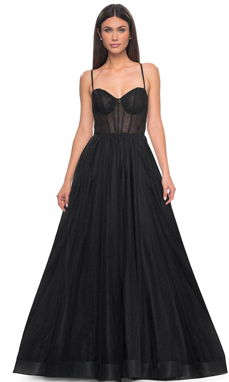 La Femme 32135 Fishnet Bodice Prom Dress