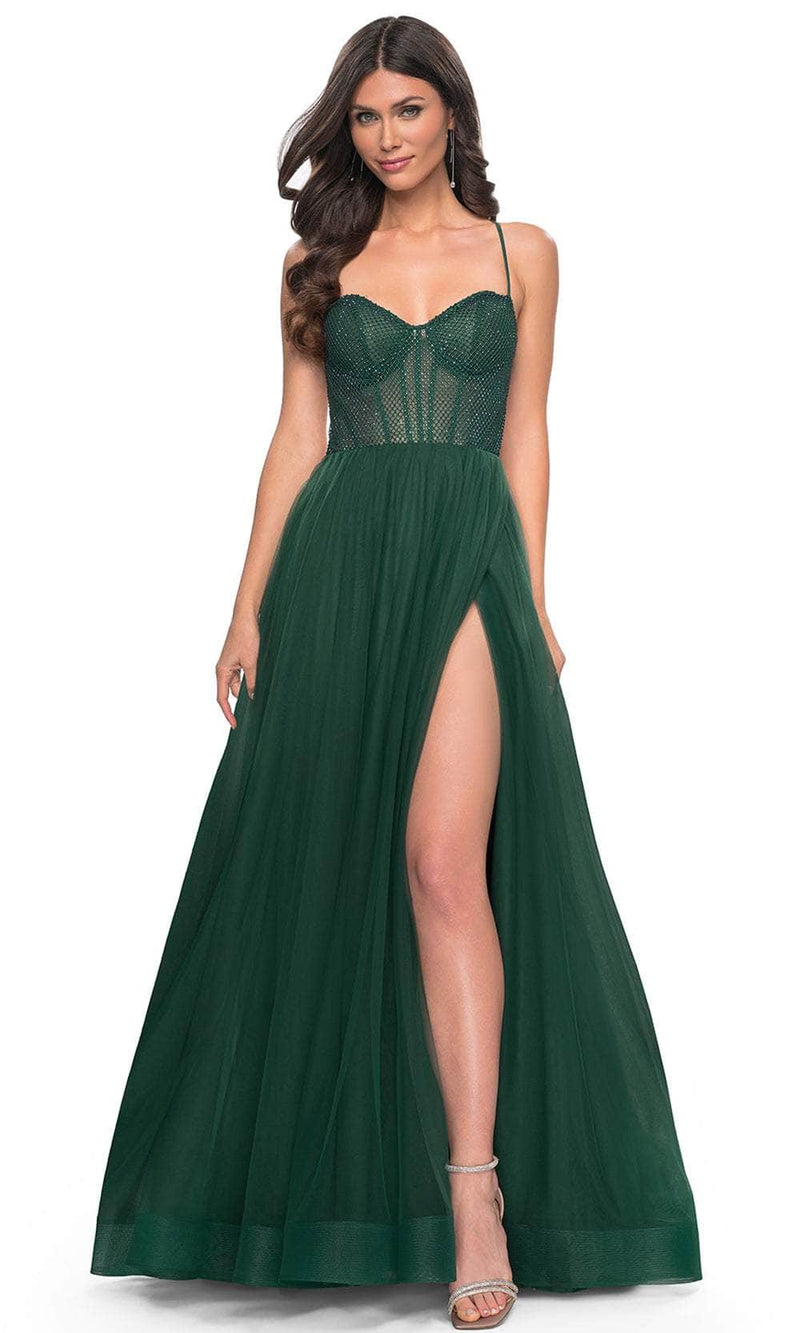 La Femme 32135 Fishnet Bodice Prom Dress