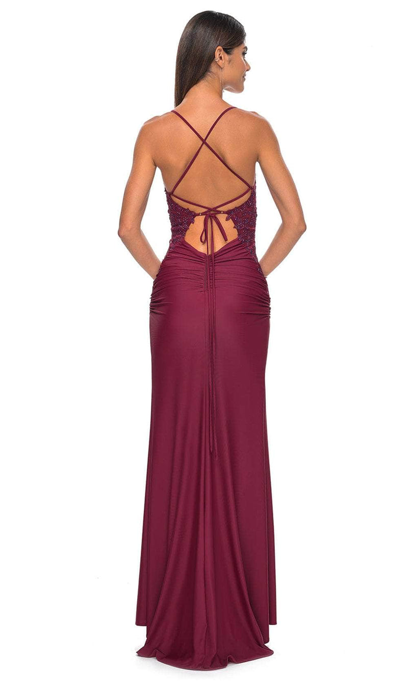 La Femme 32139 Illusion Floral Prom Dress