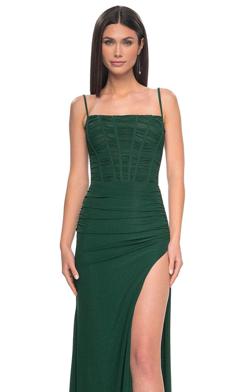 La Femme 32161 Corset High Slit Prom Dress