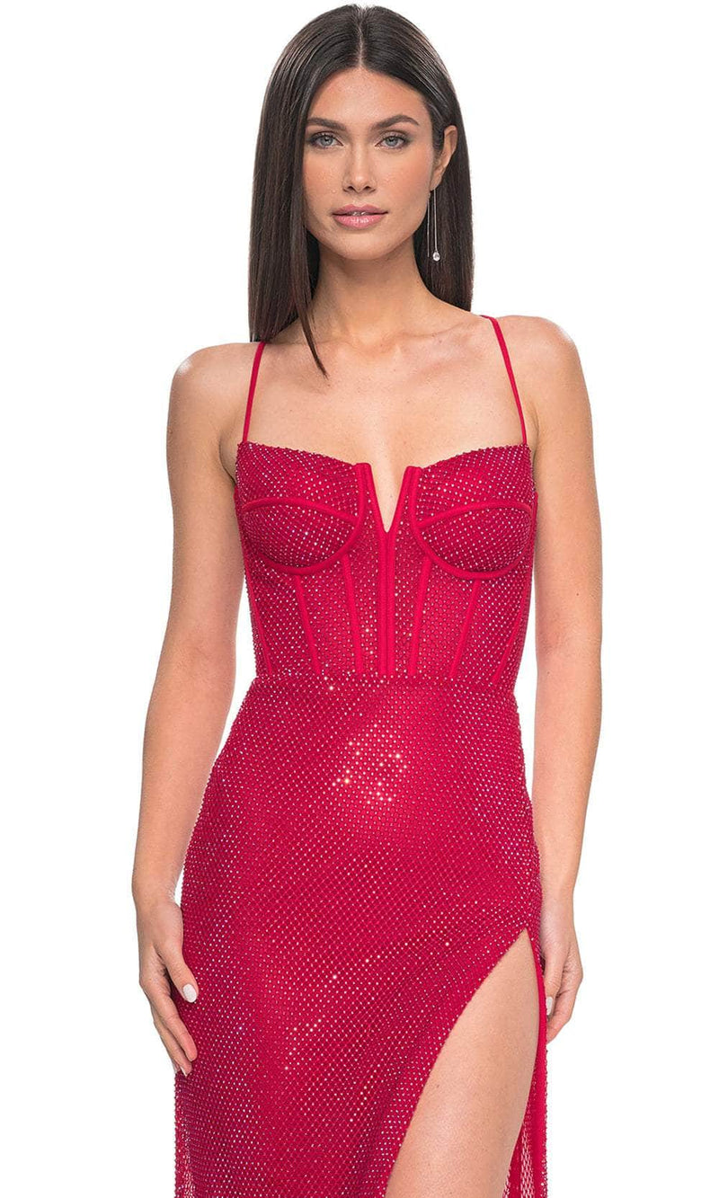 La Femme 32210 Sleeveless Rhinestone Net Prom Dress