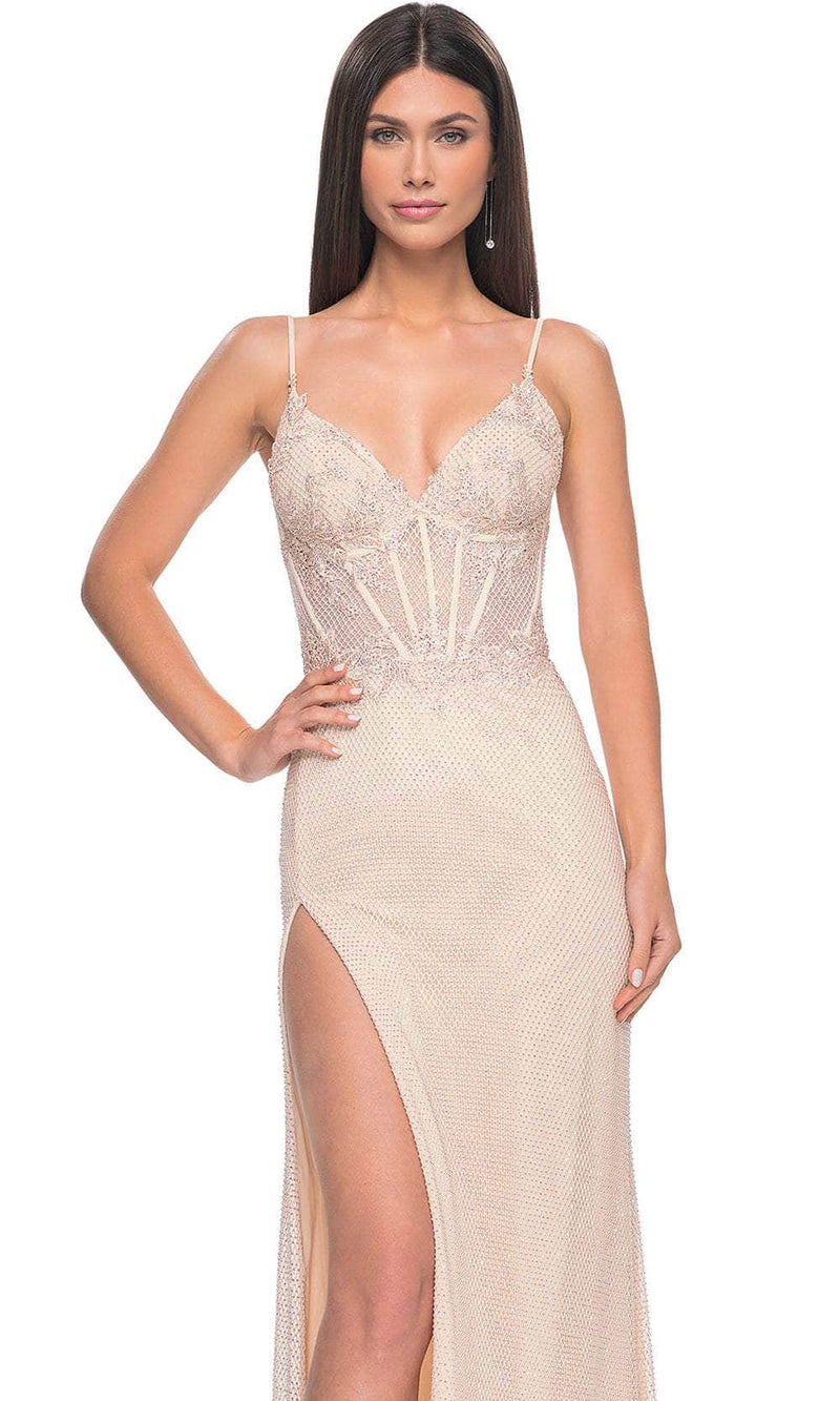 La Femme 32236 Rhinestone Fishnet Prom Dress