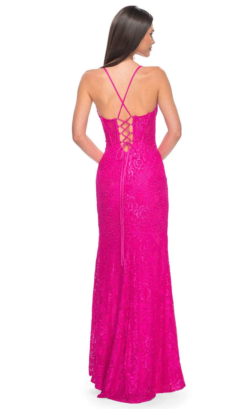 La Femme 32248 Lace High Slit Prom Dress