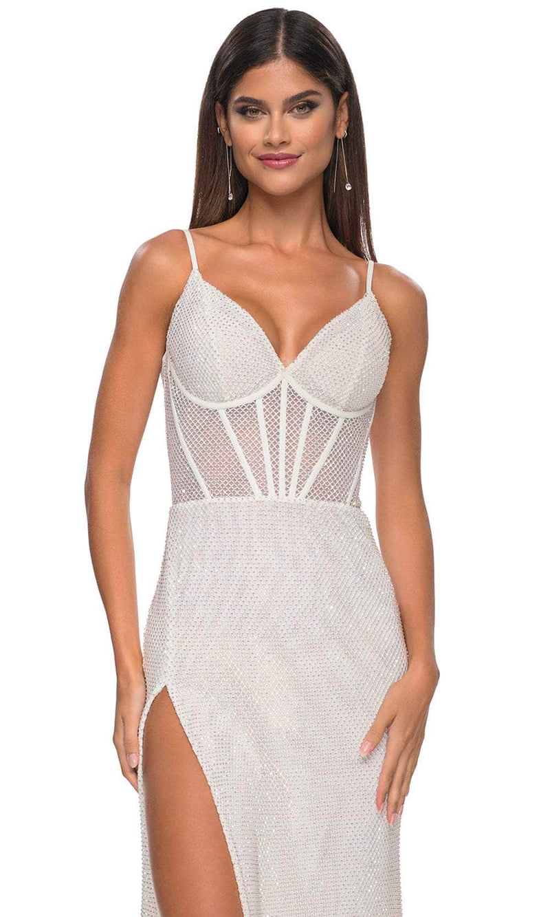 La Femme 32285 Fishnet Corset Prom Dress