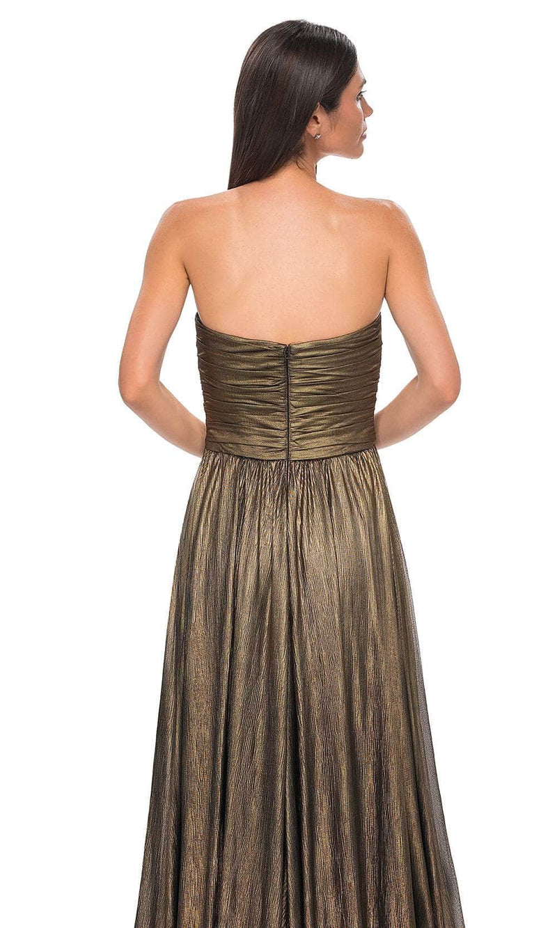 La Femme 32382 Metallic Chiffon Sweetheart Evening Gown