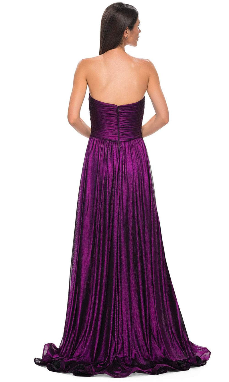 La Femme 32382 Metallic Chiffon Sweetheart Evening Gown
