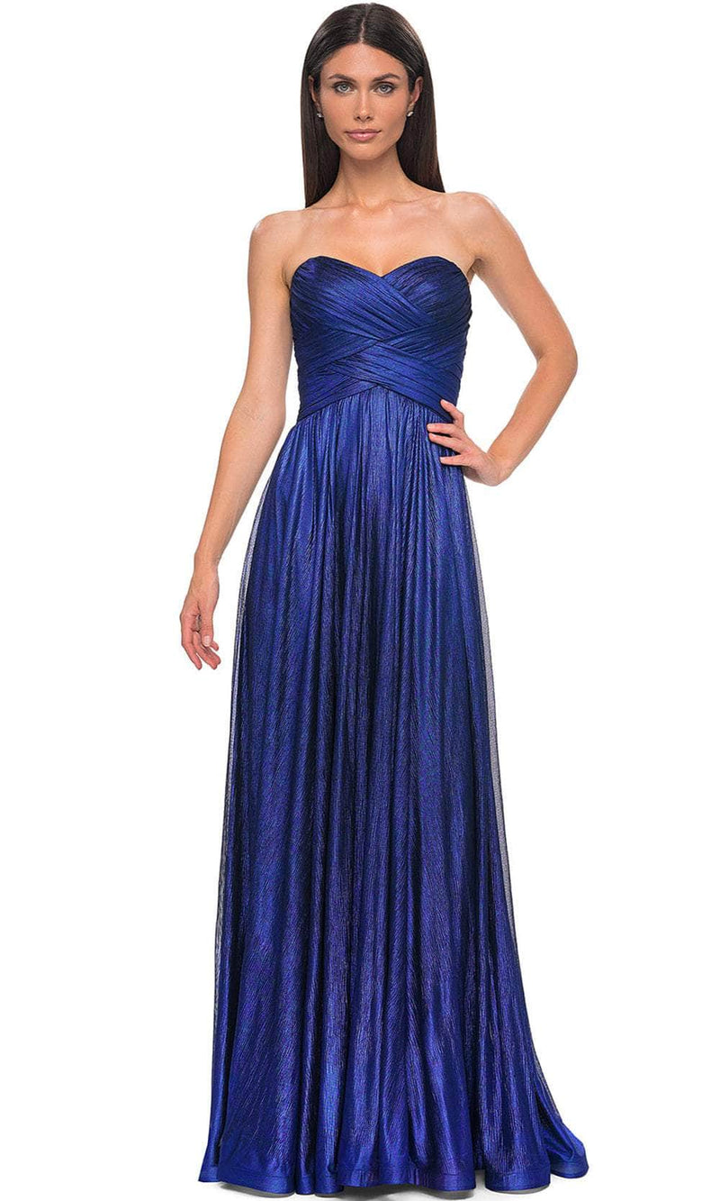 La Femme 32382 Metallic Chiffon Sweetheart Evening Gown