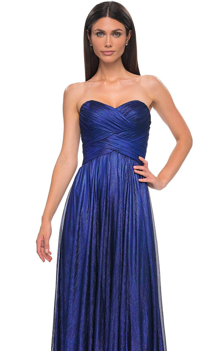 La Femme 32382 Metallic Chiffon Sweetheart Evening Gown
