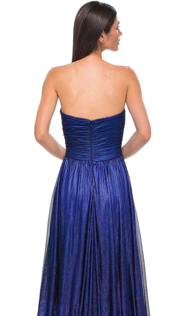 La Femme 32382 Metallic Chiffon Sweetheart Evening Gown