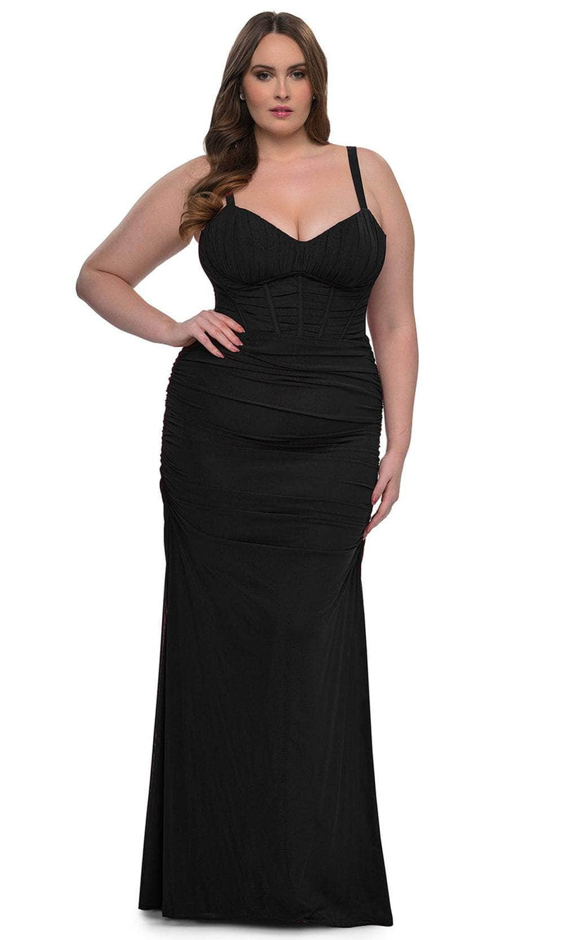 La Femme 32402 Net Jersey Ruching Evening Dress
