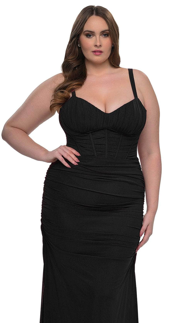 La Femme 32402 Net Jersey Ruching Evening Dress