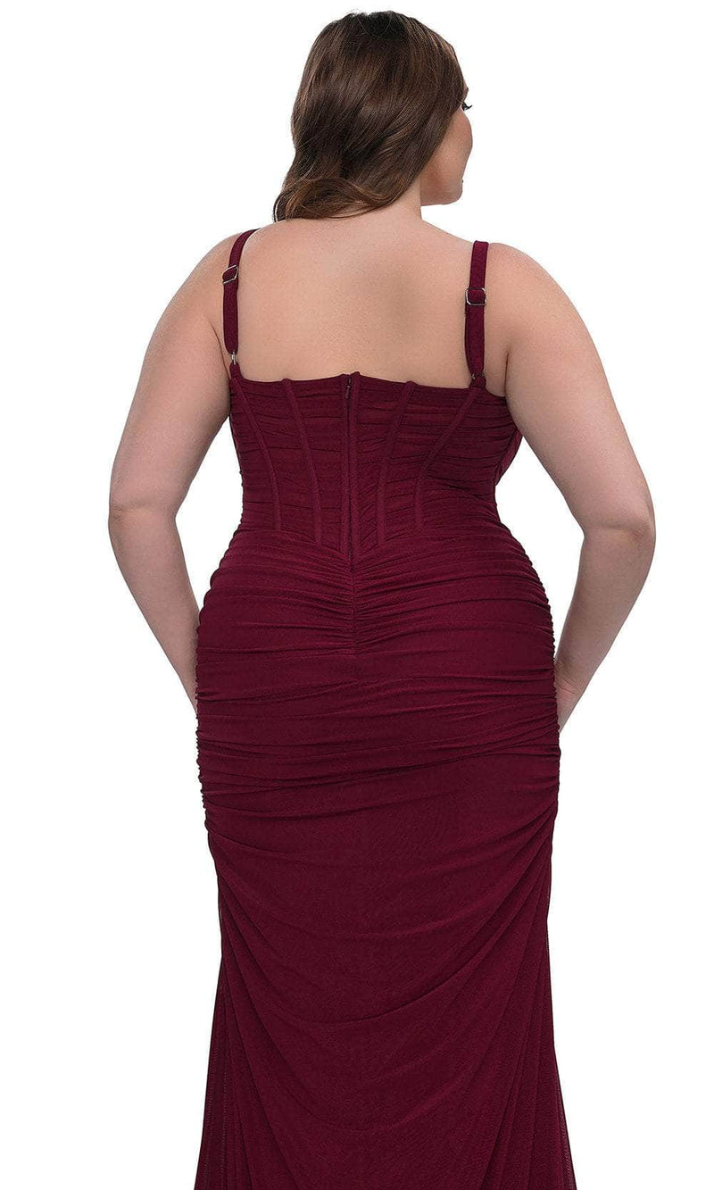 La Femme 32402 Net Jersey Ruching Evening Dress