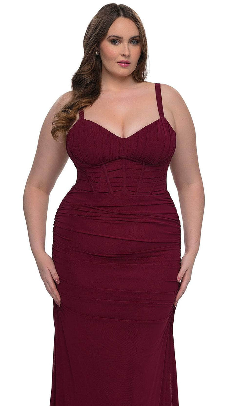 La Femme 32402 Net Jersey Ruching Evening Dress