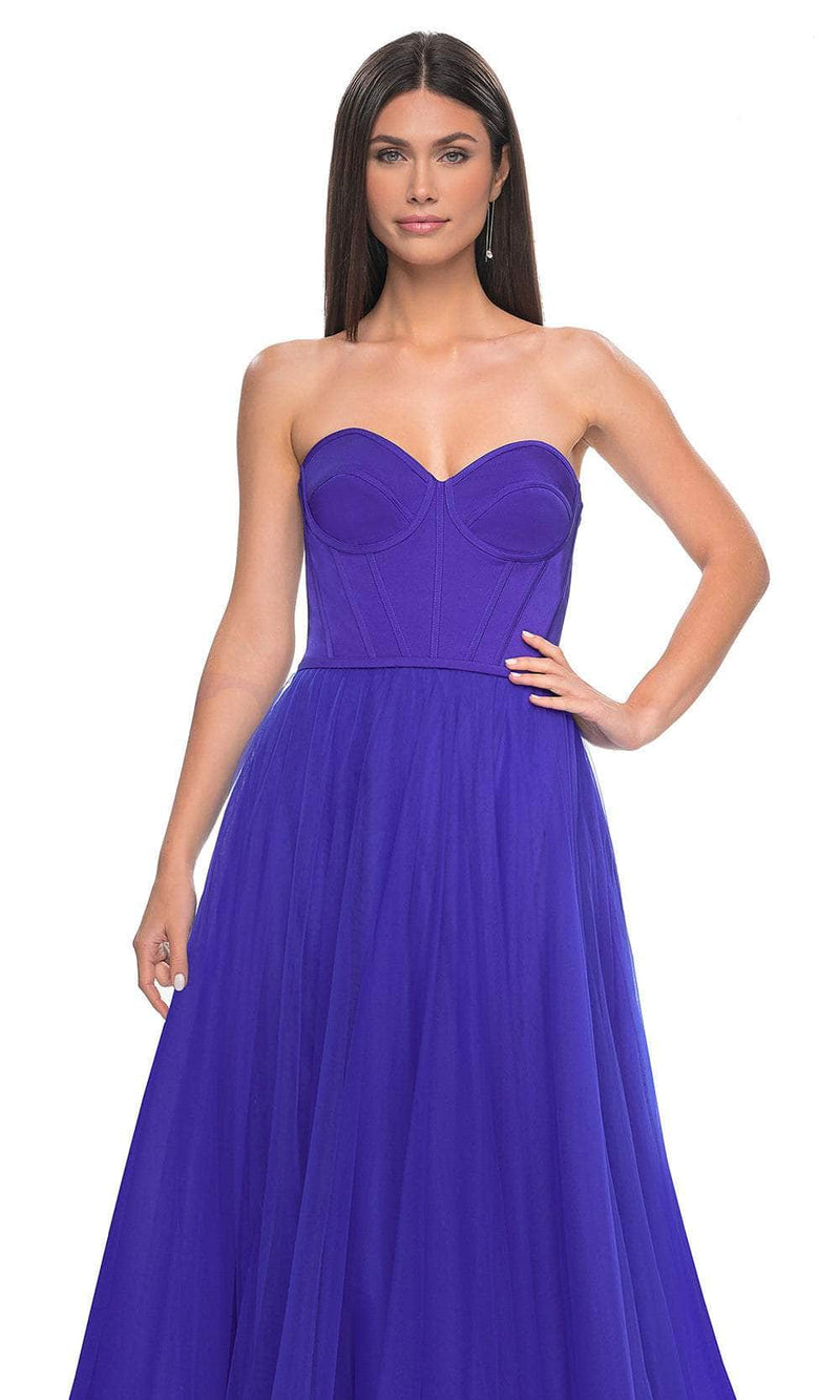 La Femme 32424 Sweetheart Satin Corset Prom Gown