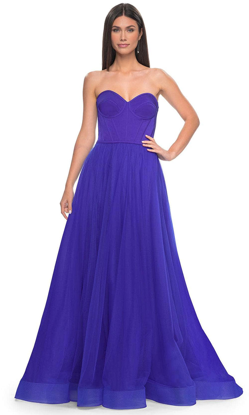 La Femme 32424 Sweetheart Satin Corset Prom Gown