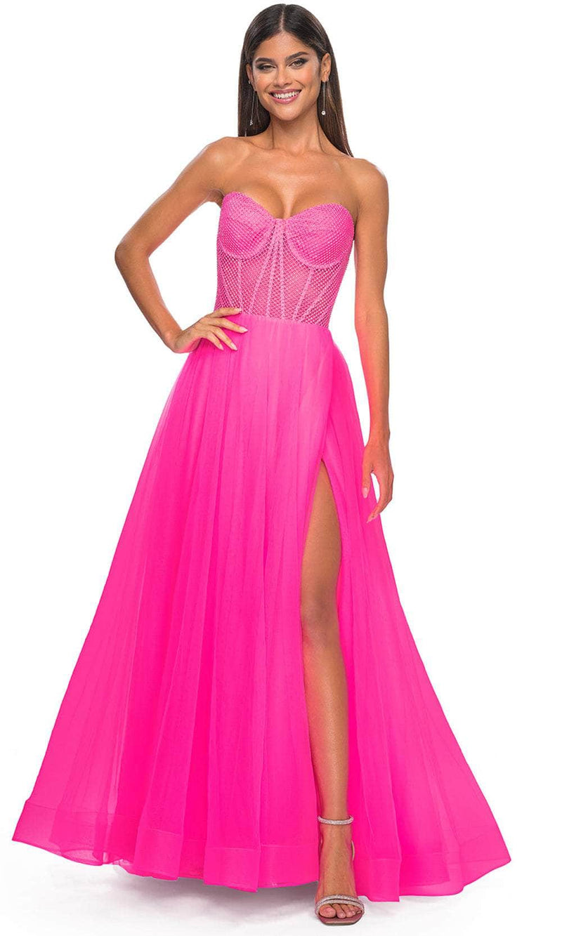 La Femme 32445 Strapless Net Bodice Prom Dress