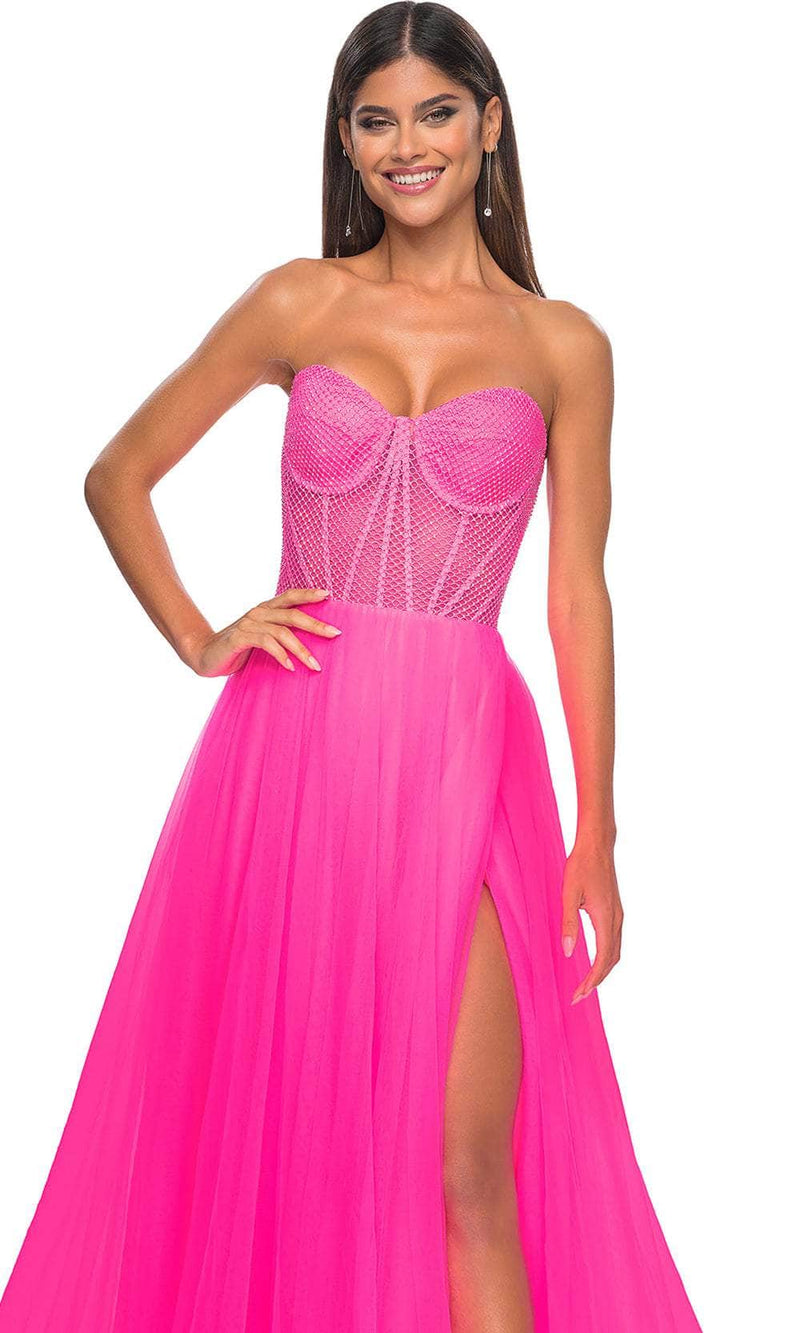 La Femme 32445 Strapless Net Bodice Prom Dress