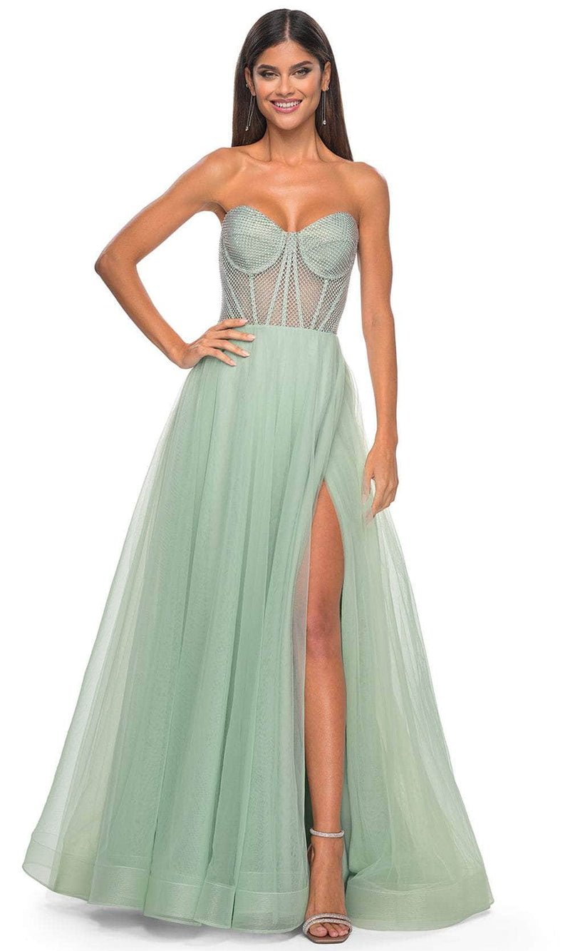 La Femme 32445 Strapless Net Bodice Prom Dress