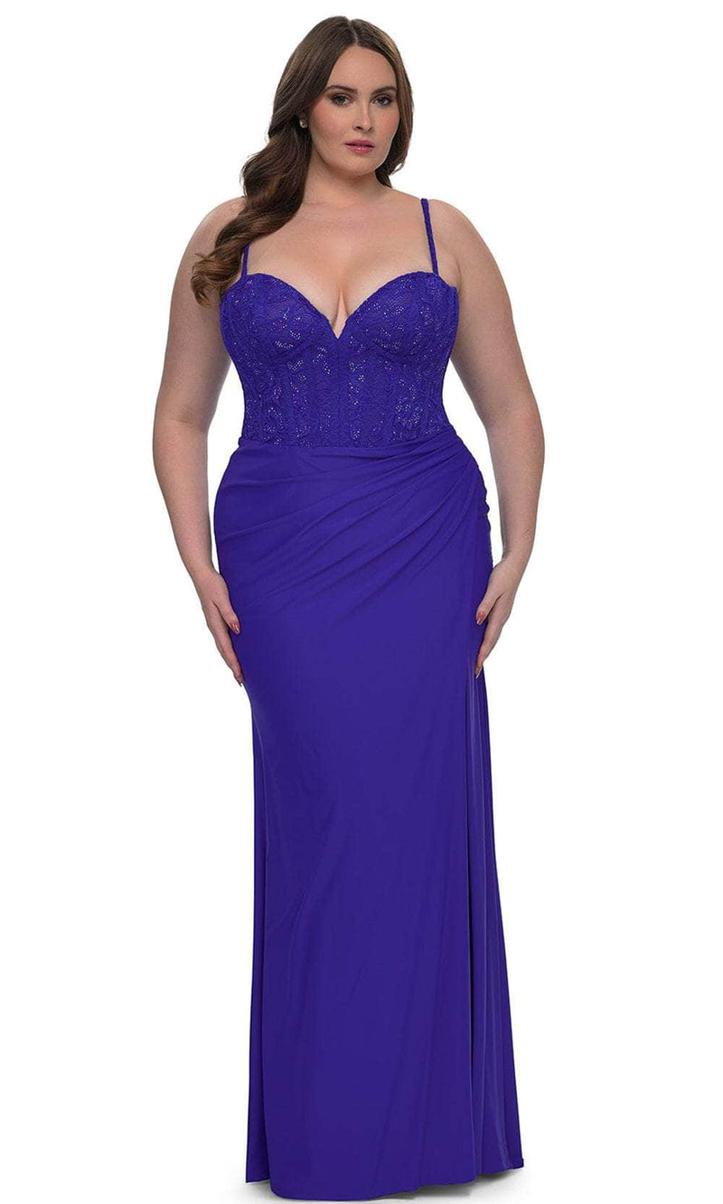 La Femme 32449 Illusion Lace Corset Gown