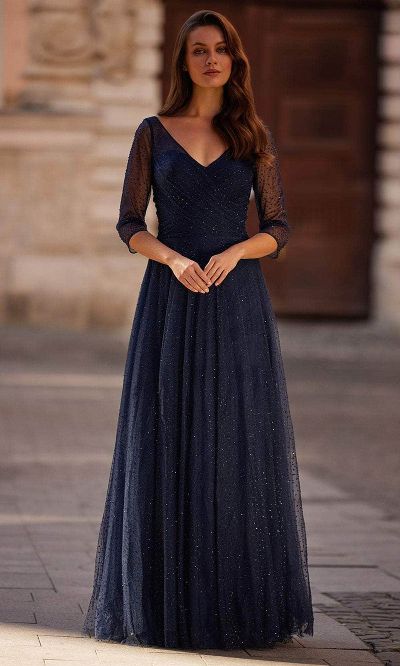 La Femme 32460 Cap Sleeve A-Line Evening Gown