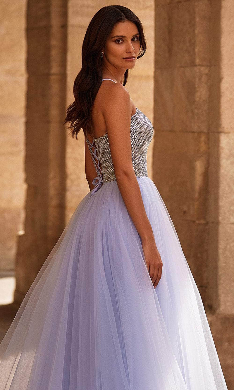 La Femme 32633 Rhinestone Embellished V-Neck Prom Ball Gown With Slit