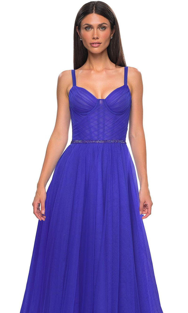 La Femme 32656 Rhinestone Tulle Sleeveless Prom Gown