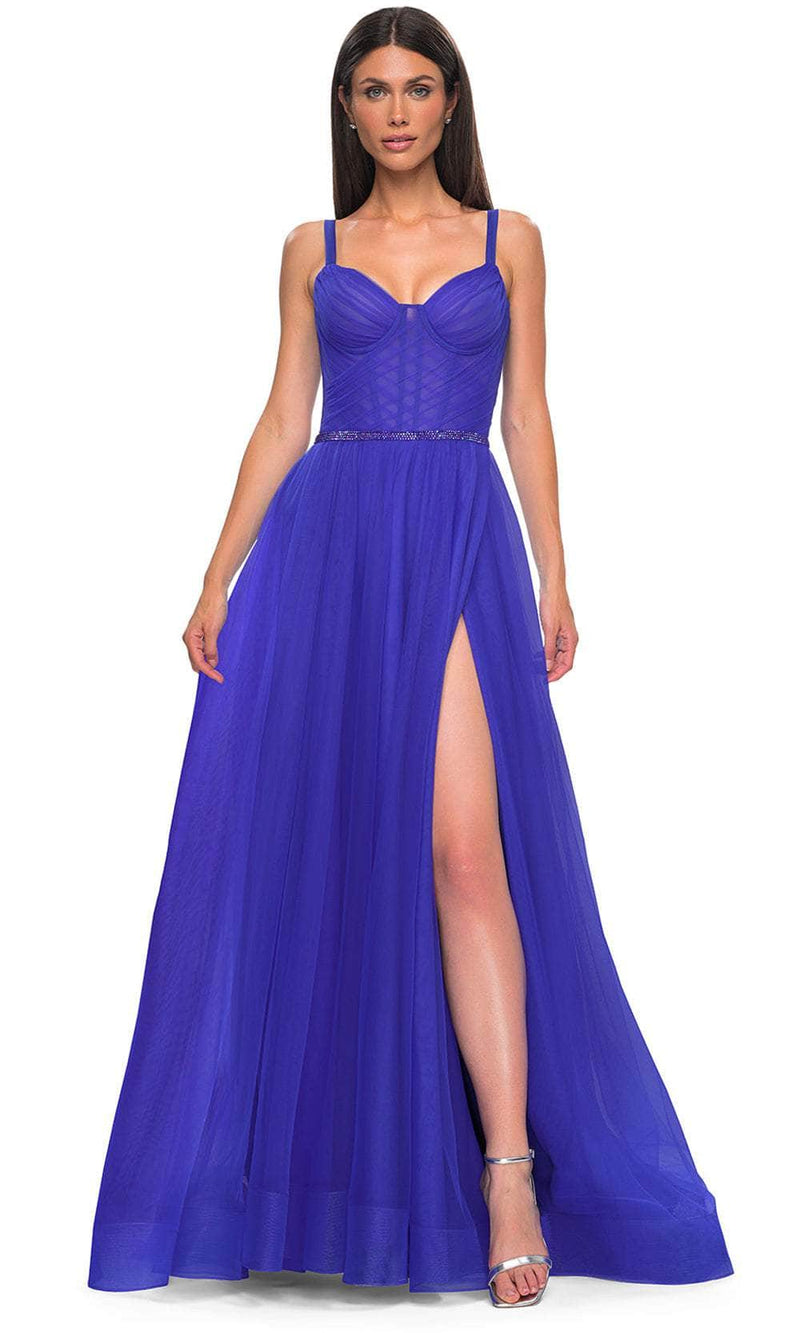 La Femme 32656 Rhinestone Tulle Sleeveless Prom Gown