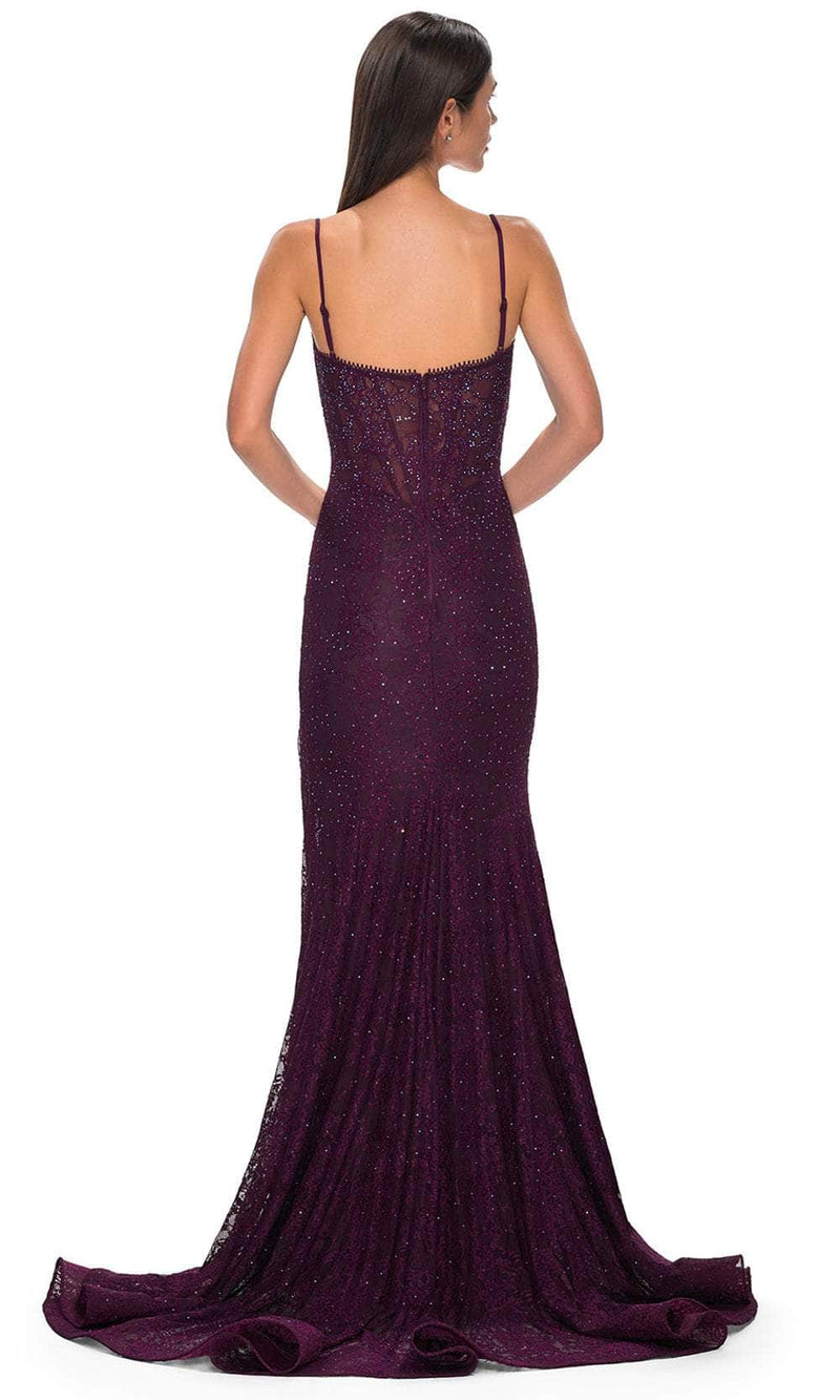 La Femme 32671 Lace Rhinestone Detail Prom Gown
