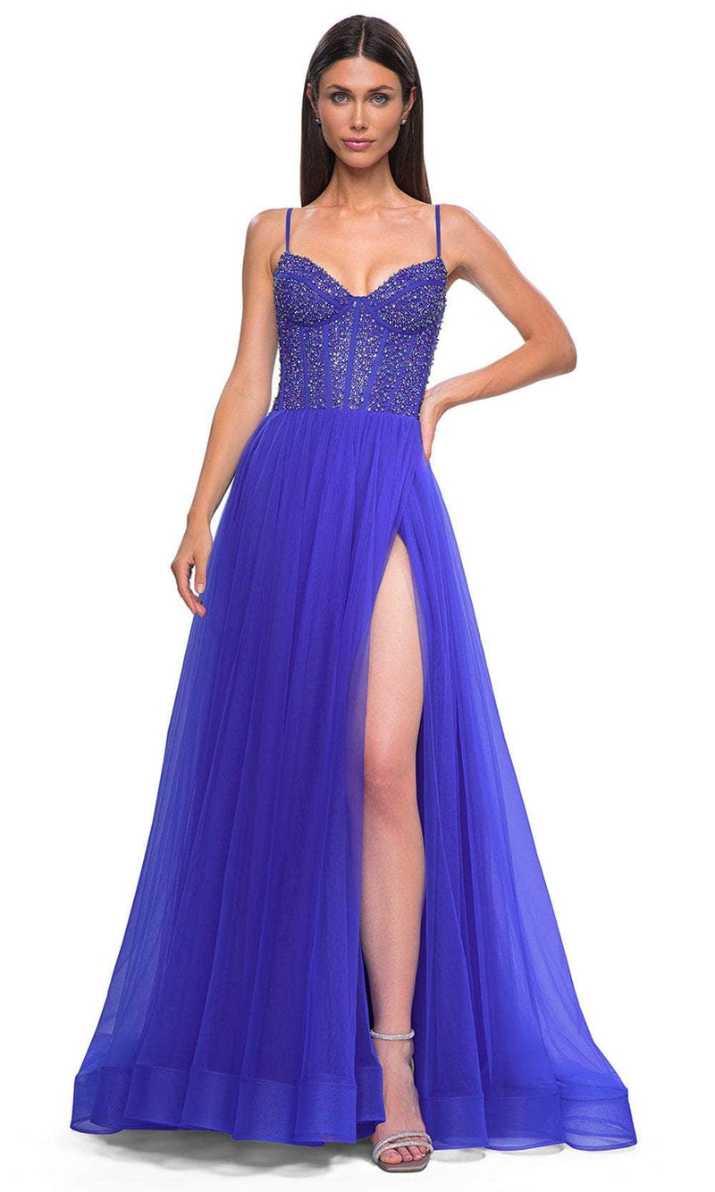 La Femme 32754 Rhinestone Bodice V-Neck Prom Gown