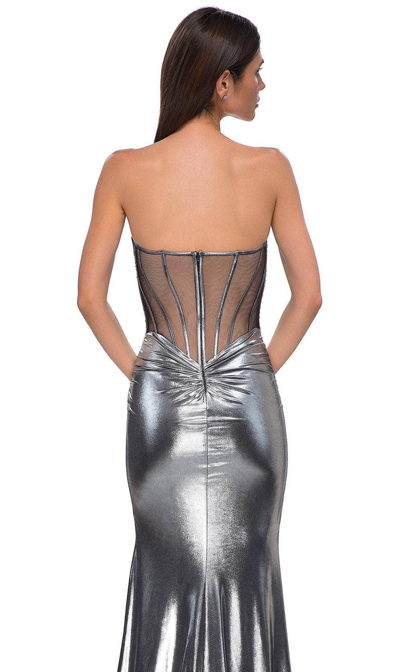La Femme 32806 Sweetheart Neckline Metallic Jersey Prom Gown