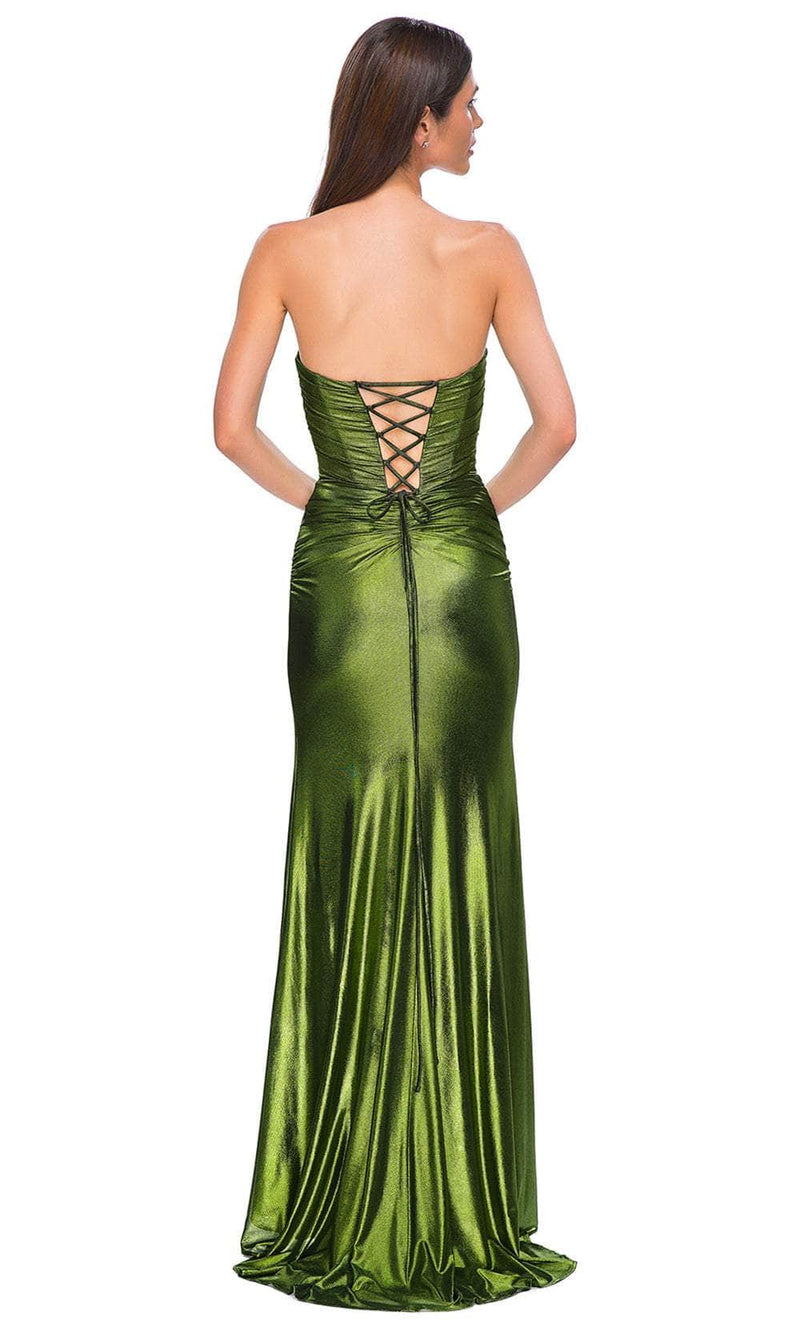 La Femme 32946 Crisscross Strapless Prom Gown
