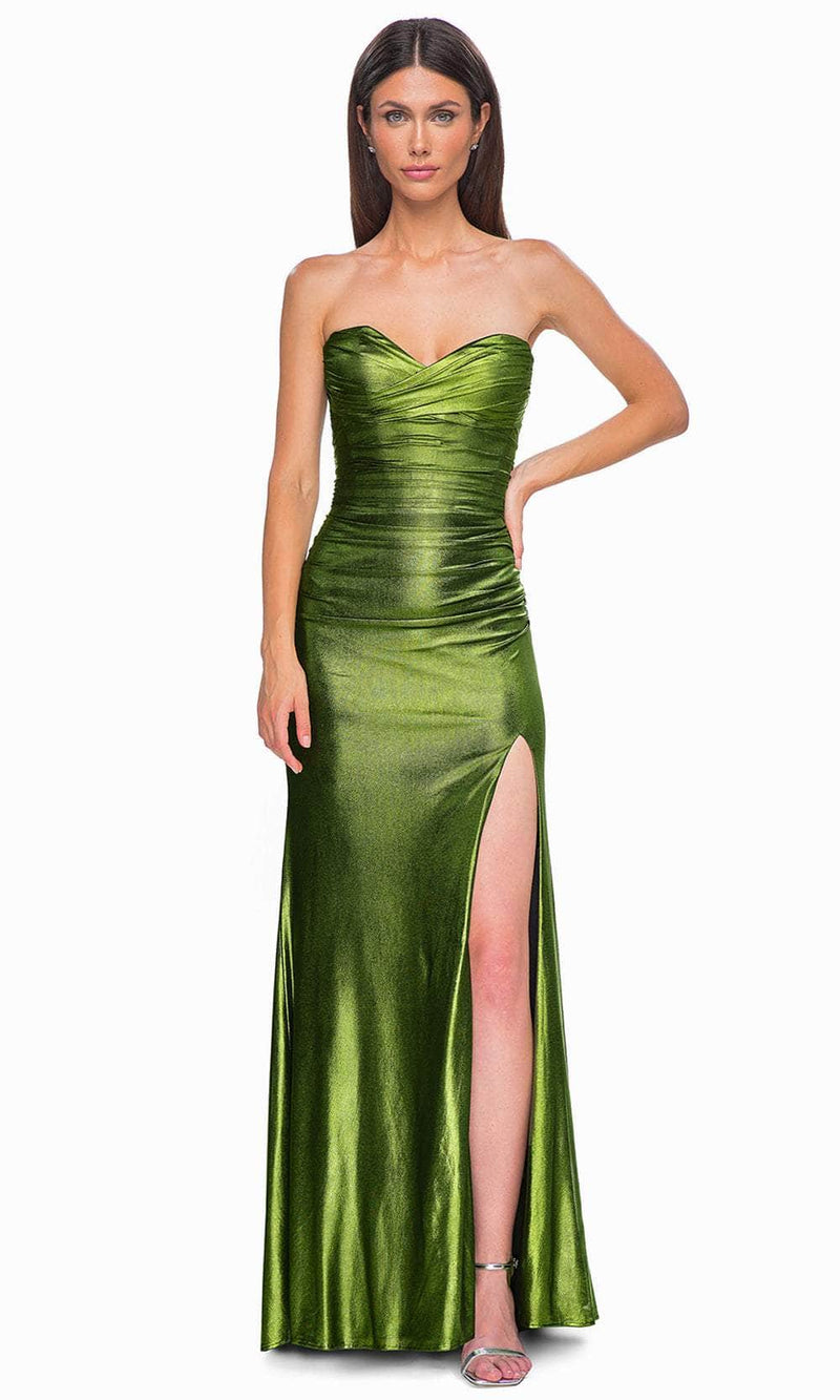 La Femme 32946 Crisscross Strapless Prom Gown
