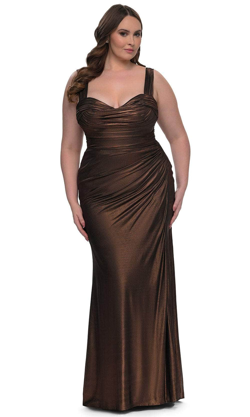 La Femme 32991 Metallic Net Jersey Evening Gown