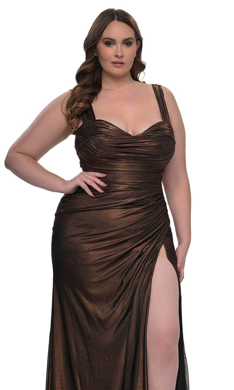 La Femme 32991 Metallic Net Jersey Evening Gown