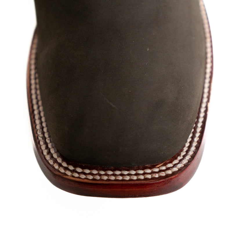 Los Altos Men's Boot Wide Square Toe Nobuck Dark Tabacco (Black) - Nobuck Black