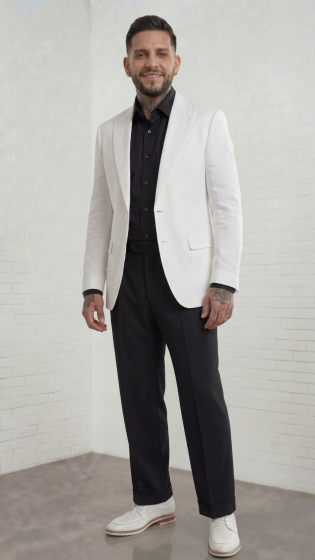 Mens Wide Leg Pants Classic Fit Pleated Pants in Color "Black" 20.5 inch bottom Pants come lined to the knee.