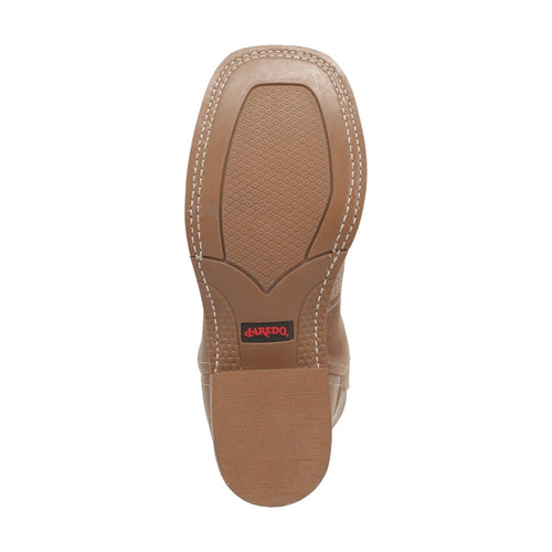 Laredo Cheyenne women's boots. Tan leather upper with stitch details. Broad square toe and rubber sole featuring textured grip. Branded tag.