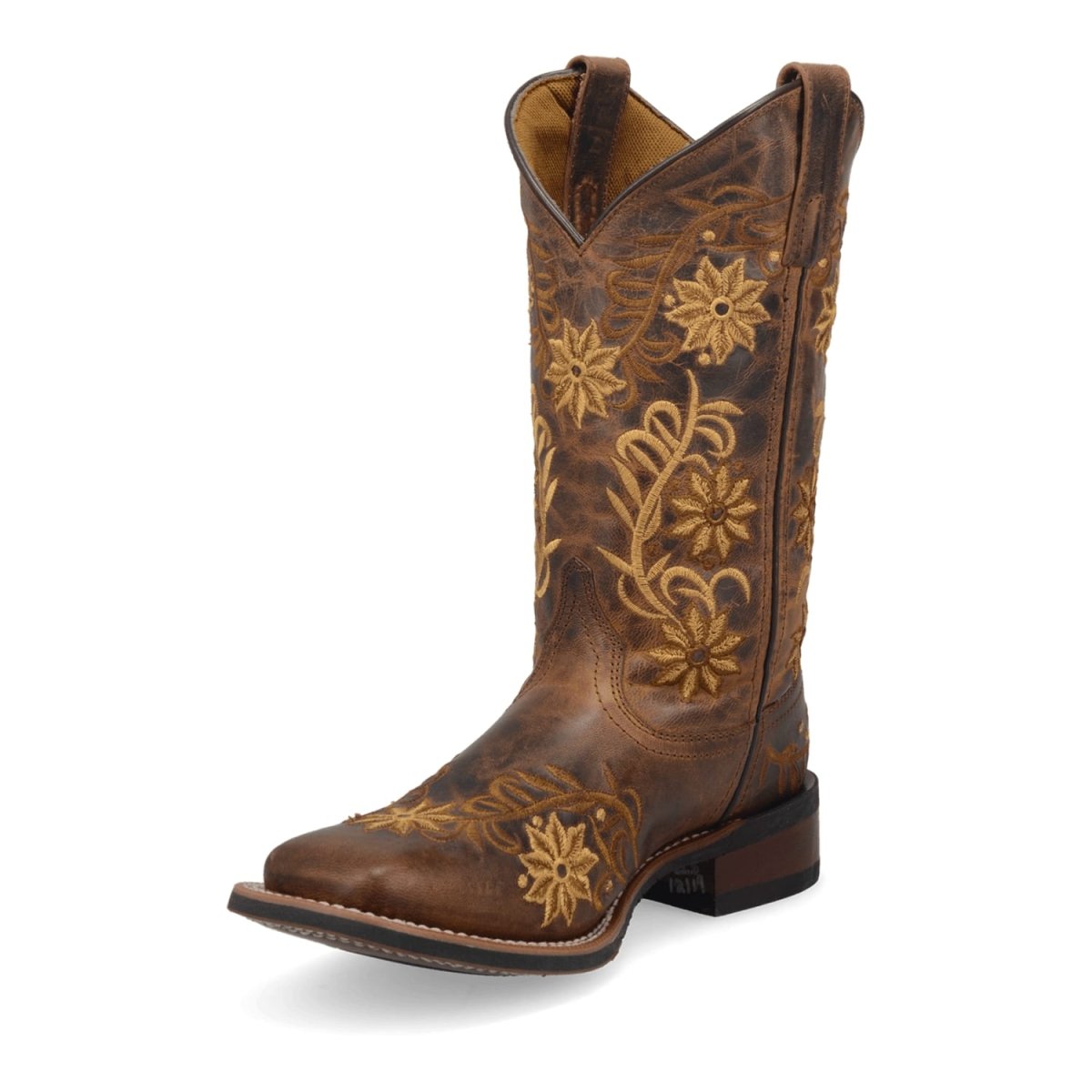 Laredo Women's Secret Garden Broad Square Toe Leather Boots - Brown 5822