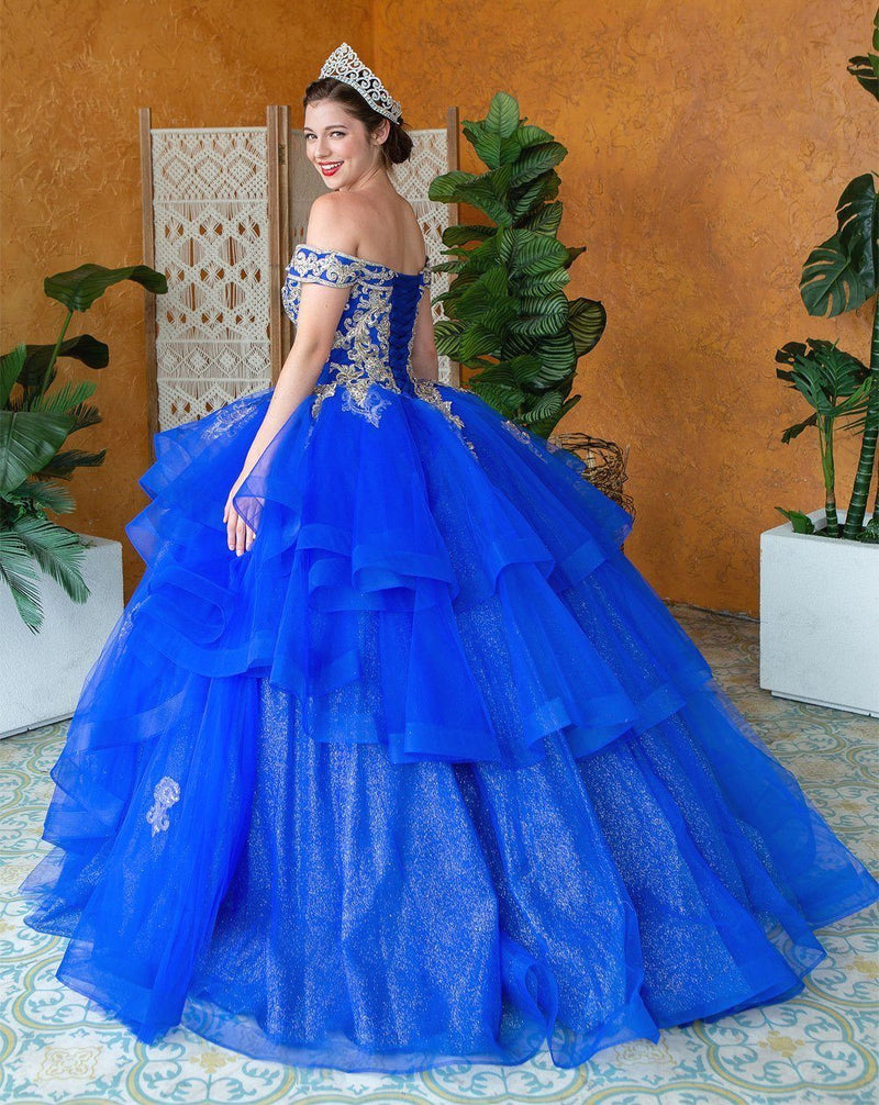 Layered Off-Shoulder Glitter QuinceaƱera Dress by Calla KY-018383