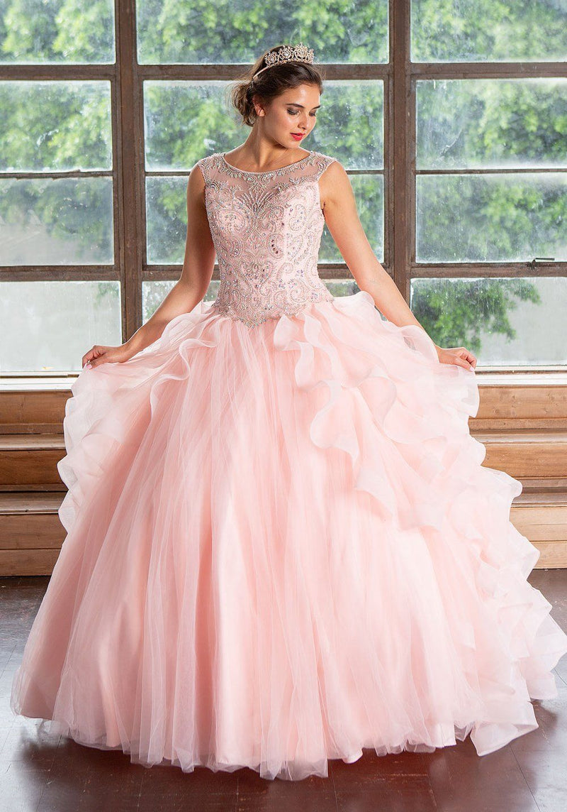 Layered Sleeveless Illusion Quinceanera Dress by Calla KY79288