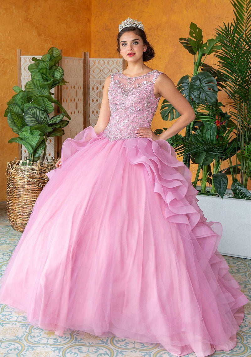 Layered Sleeveless Illusion Quinceanera Dress by Calla KY79288