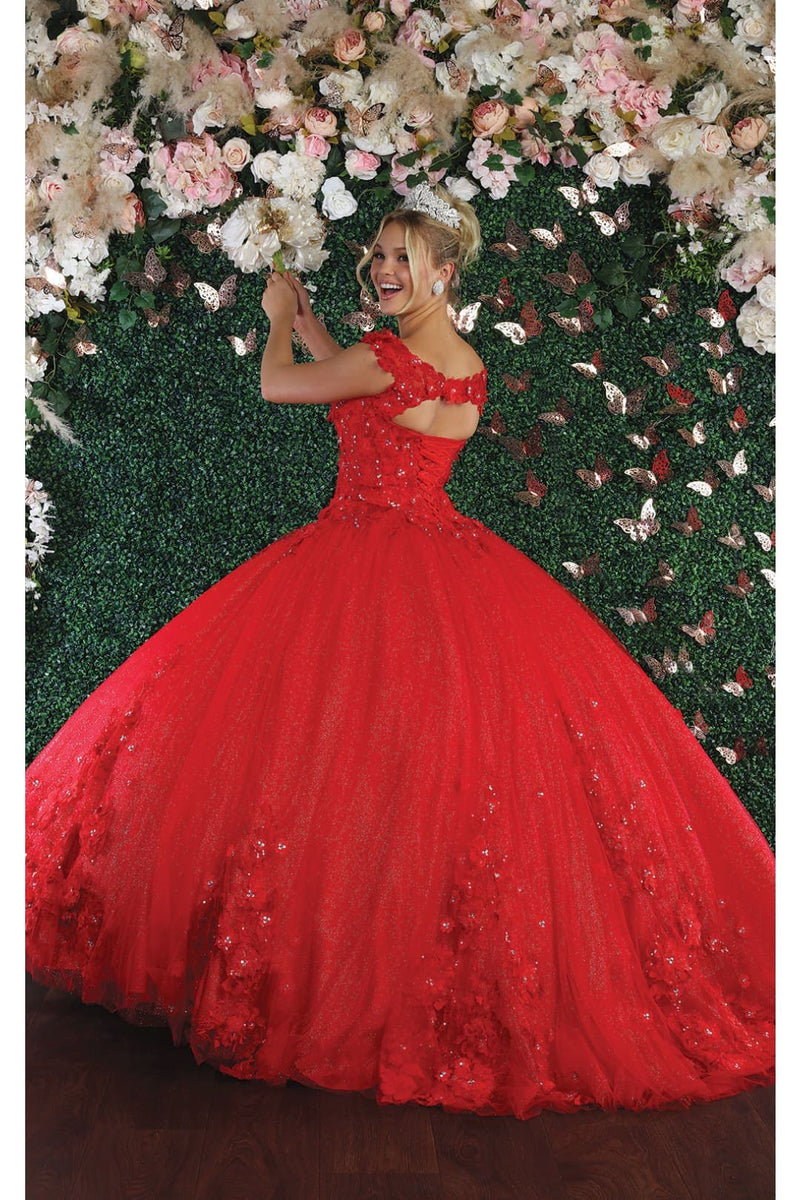 Layla K LK160 Floral Embroidered Glitter Sweet 16 Quince Ball Gown